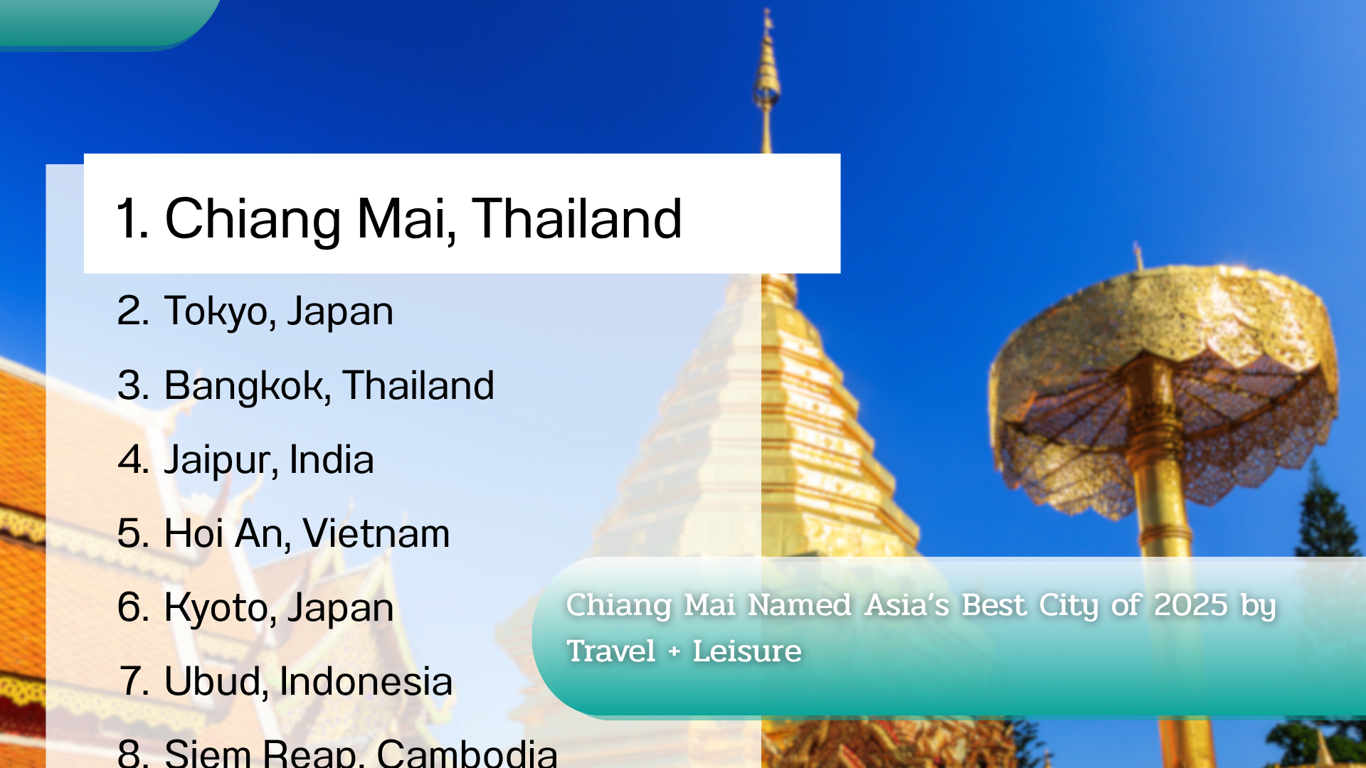 Chiang Mai Named Asia’s Best City of 2025 by Travel + Leisure
