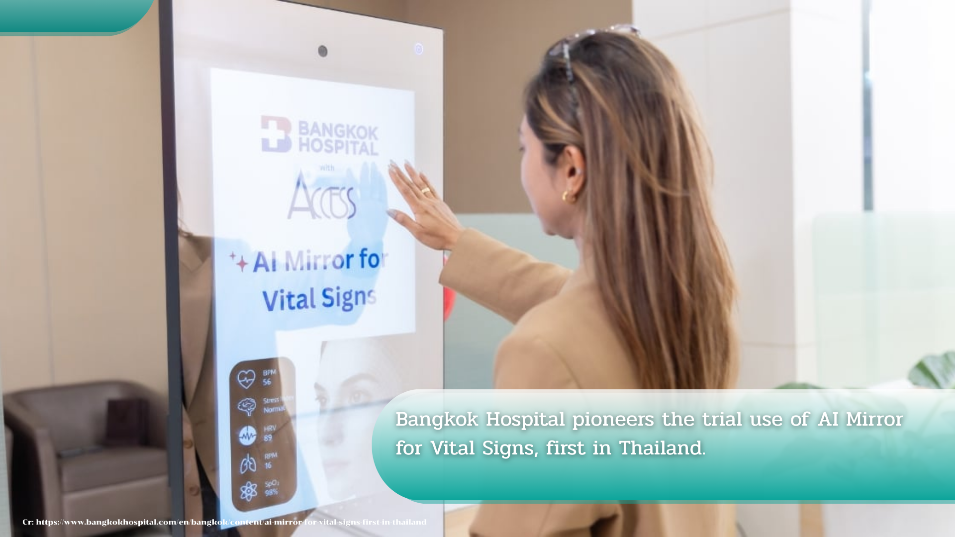 Das Bangkok Hospital ist das erste in Thailand, das die Testnutzung von AI Mirror für Vitalzeichen einführt.
